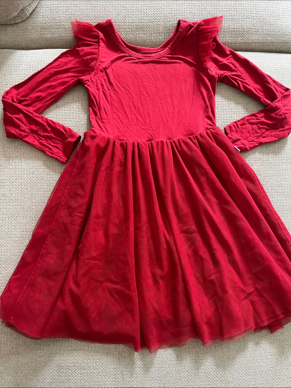 Little Sleepies Christmas Red Long-Sleeve Tulle Skater Dress size 5